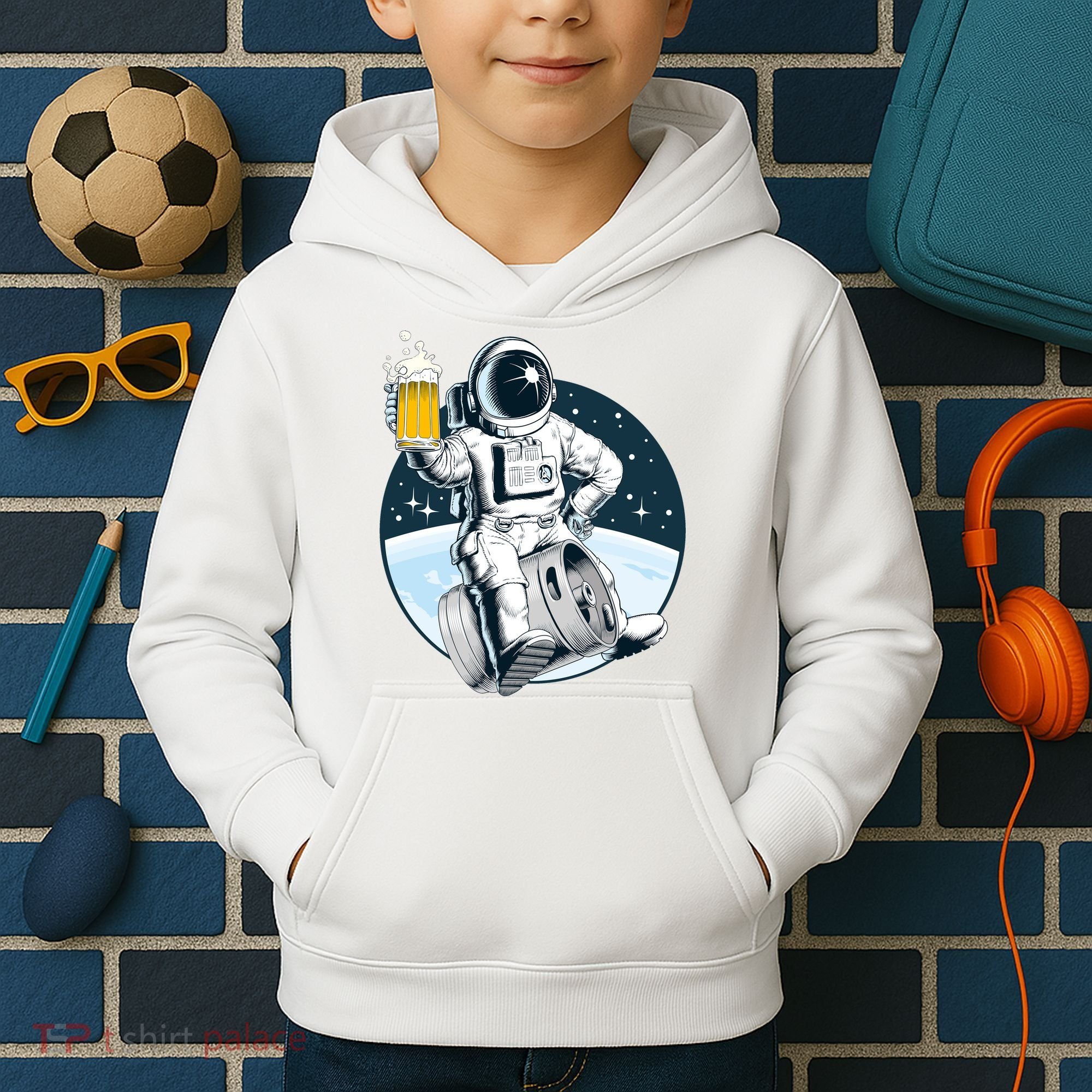 Space Kegger Party Astronaut Kids Hoodie