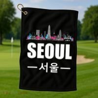 Seoul Kpop South Korea Korean Pop Gift Golf Towel thumb 1