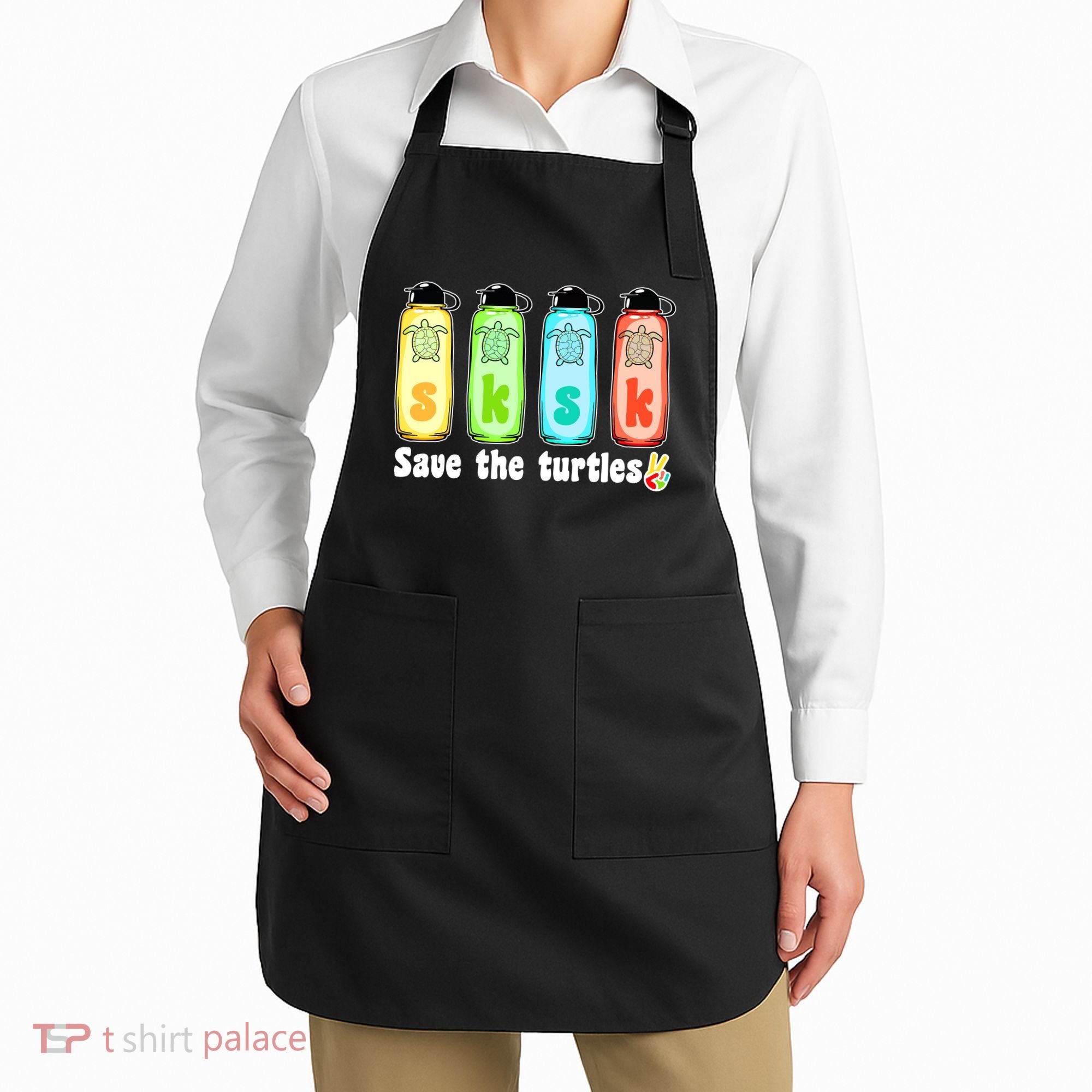 SKSKSK Save The Turtles Peace Apron