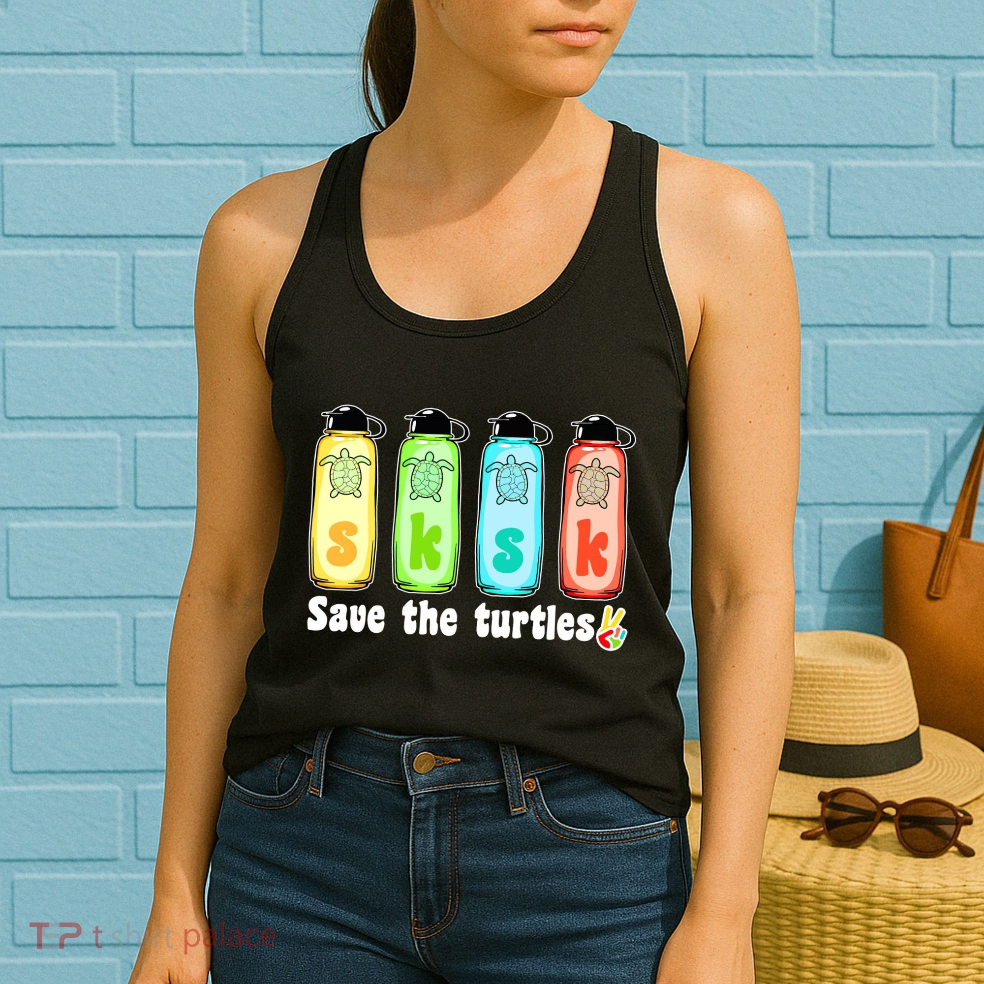 SKSKSK Save The Turtles Peace Women's Tank Top