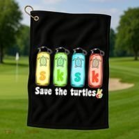 SKSKSK Save The Turtles Peace Golf Towel thumb 1