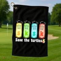 SKSKSK Save The Turtles Peace Golf Towel thumb 1