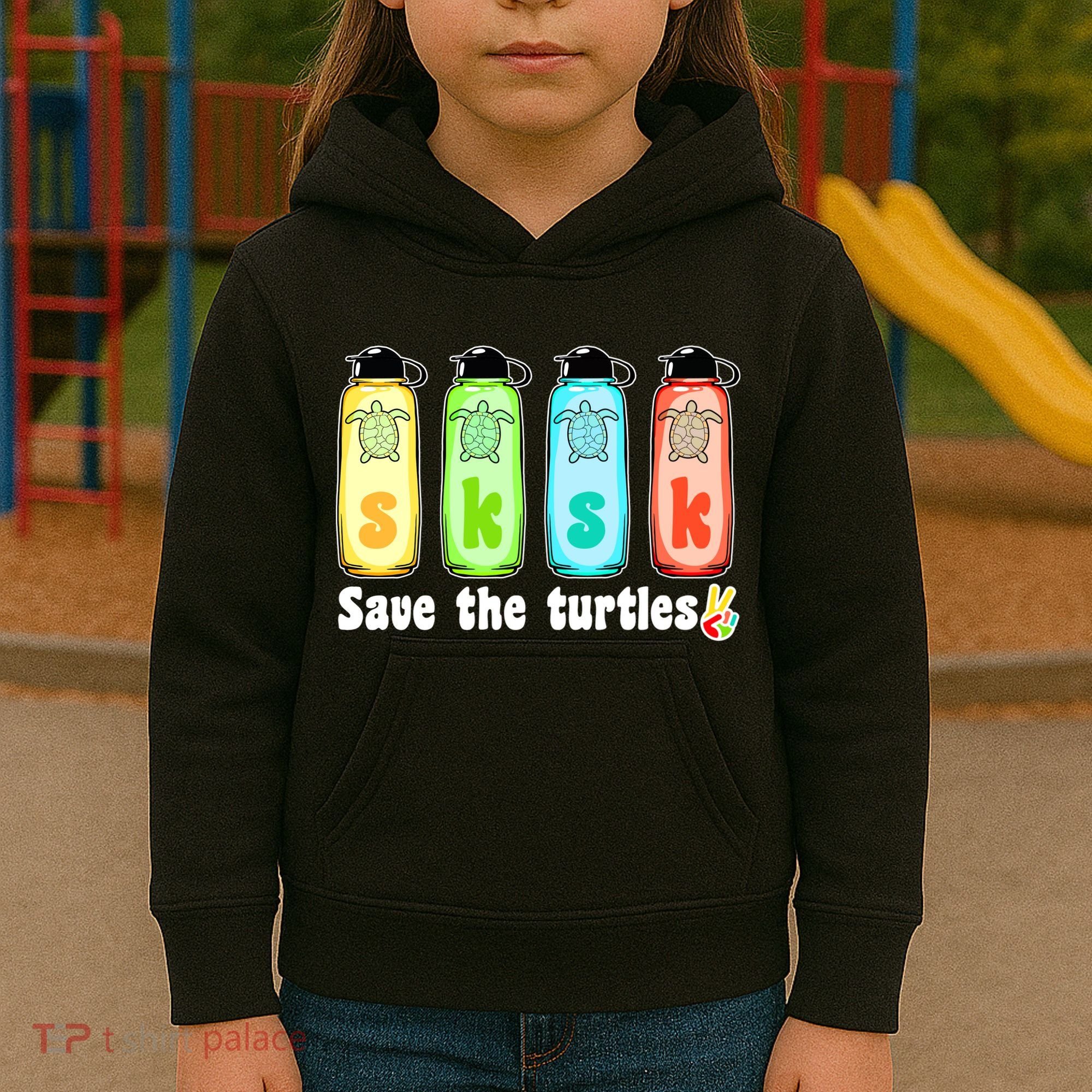 SKSKSK Save The Turtles Peace Kids Hoodie