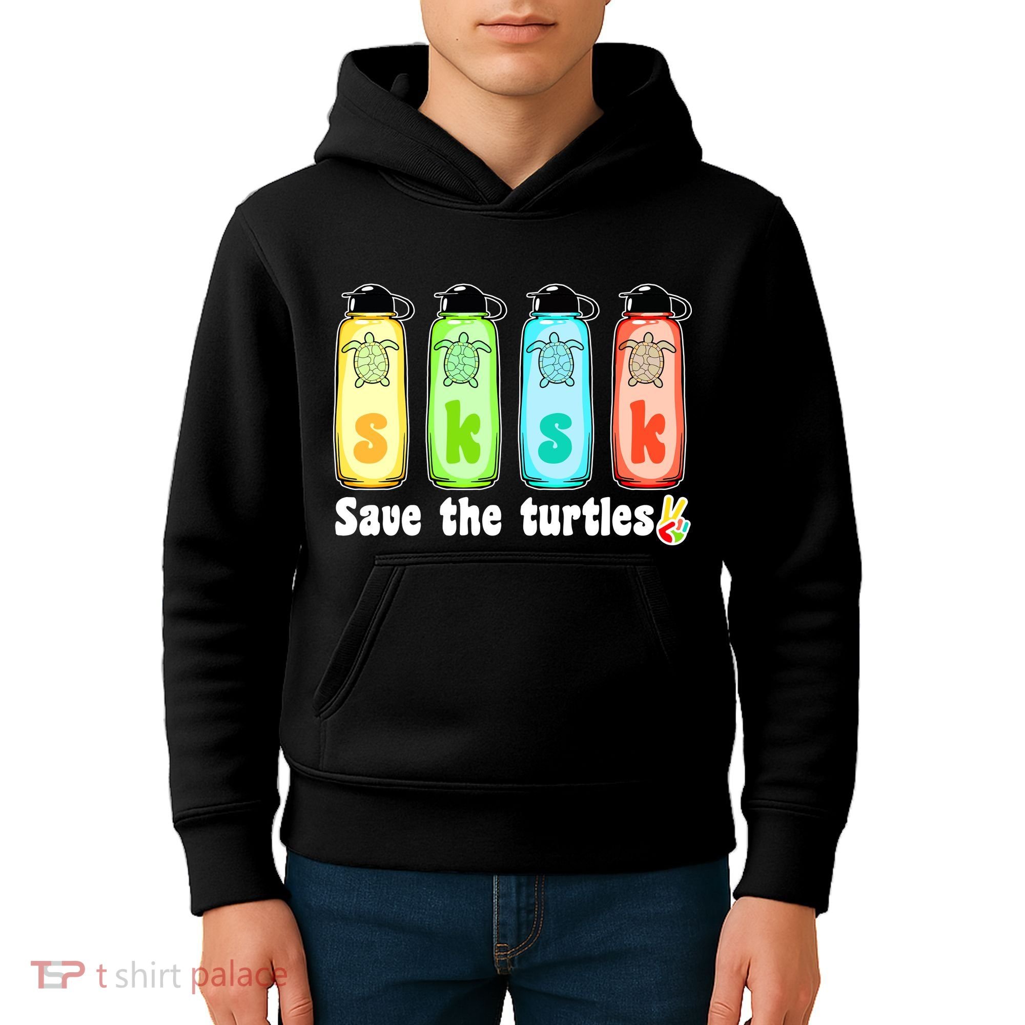 SKSKSK Save The Turtles Peace Kids Hoodie