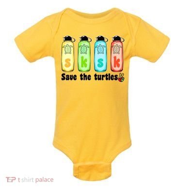 SKSKSK Save The Turtles Peace Baby Bodysuit