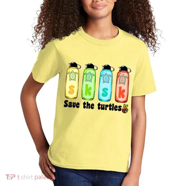 SKSKSK Save The Turtles Peace Kids T-Shirt