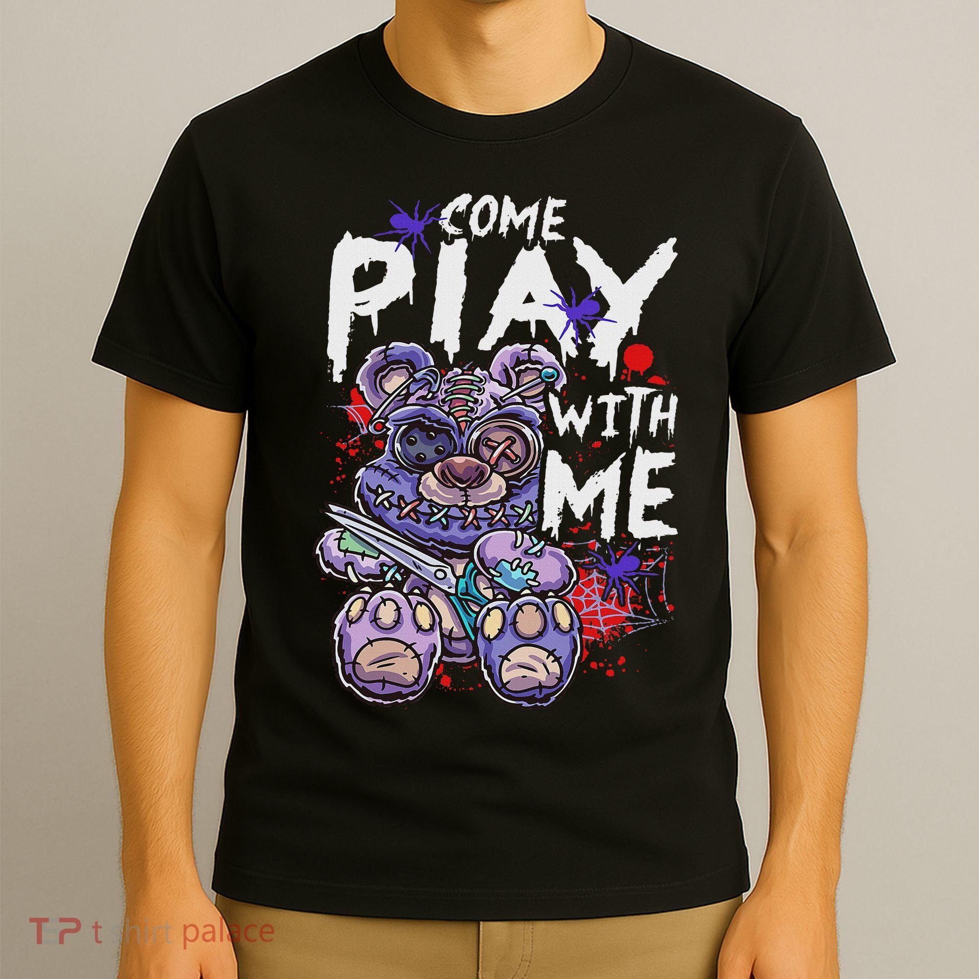 Scary Killer Teddy Bear Pastel Goth Style Creepy Kawaii T-Shirt
