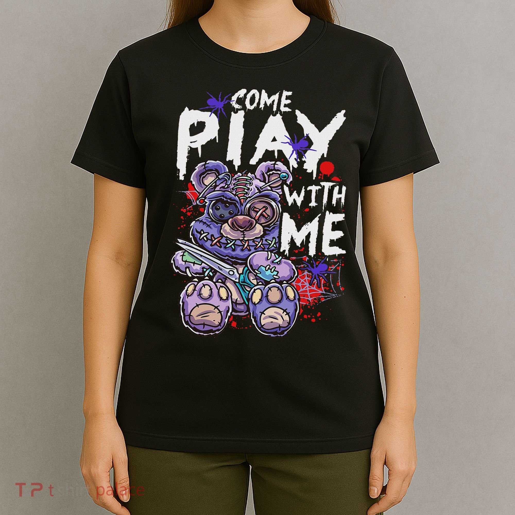 Scary Killer Teddy Bear Pastel Goth Style Creepy Kawaii T-Shirt