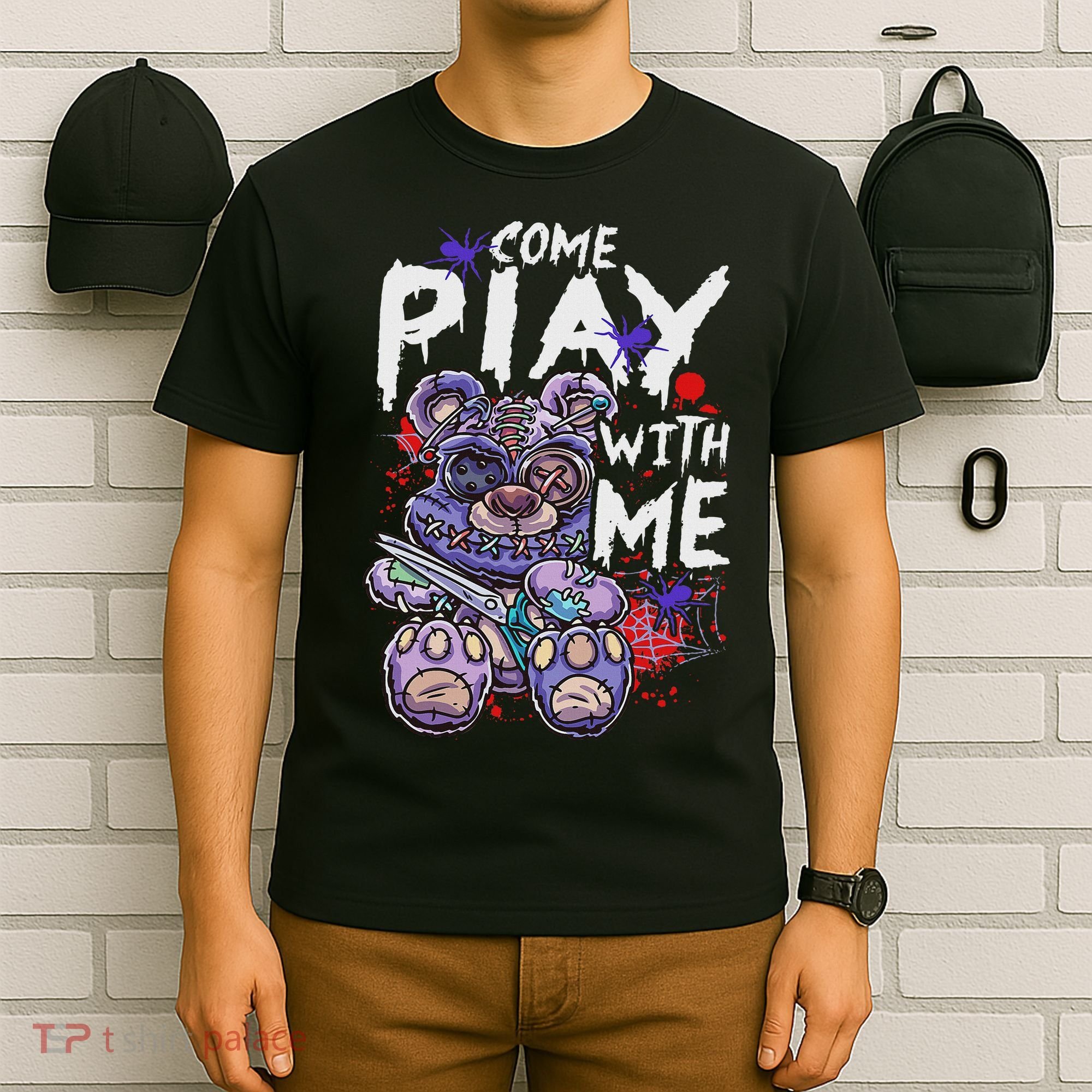Scary Killer Teddy Bear Pastel Goth Style Creepy Kawaii T-Shirt