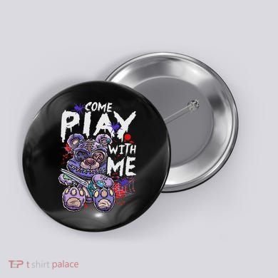 Scary Killer Teddy Bear Pastel Goth Style Creepy Kawaii Button