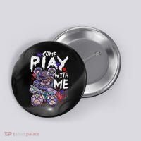 Scary Killer Teddy Bear Pastel Goth Style Creepy Kawaii Button thumb 0