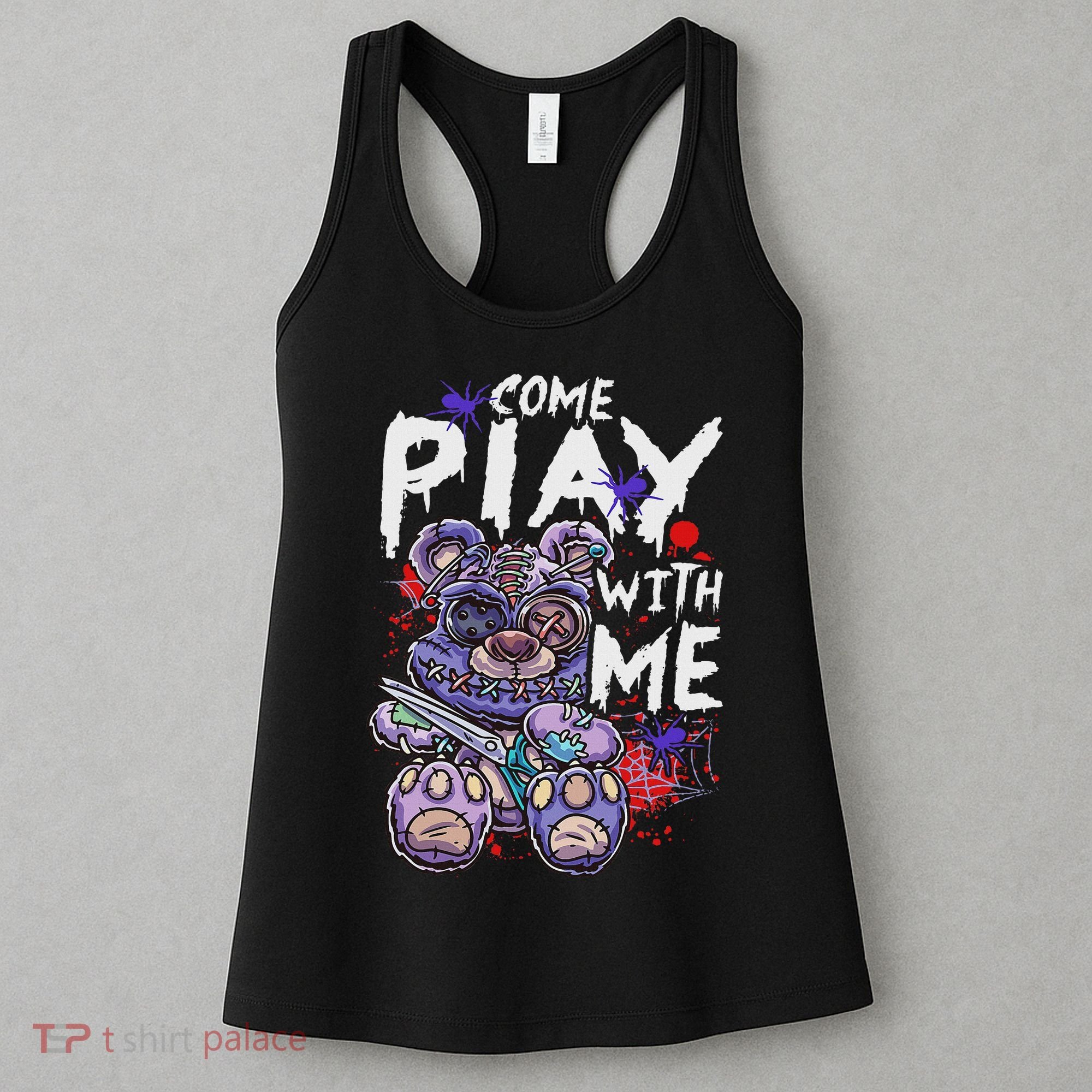 Scary Killer Teddy Bear Pastel Goth Style Creepy Kawaii Women's Tank Top