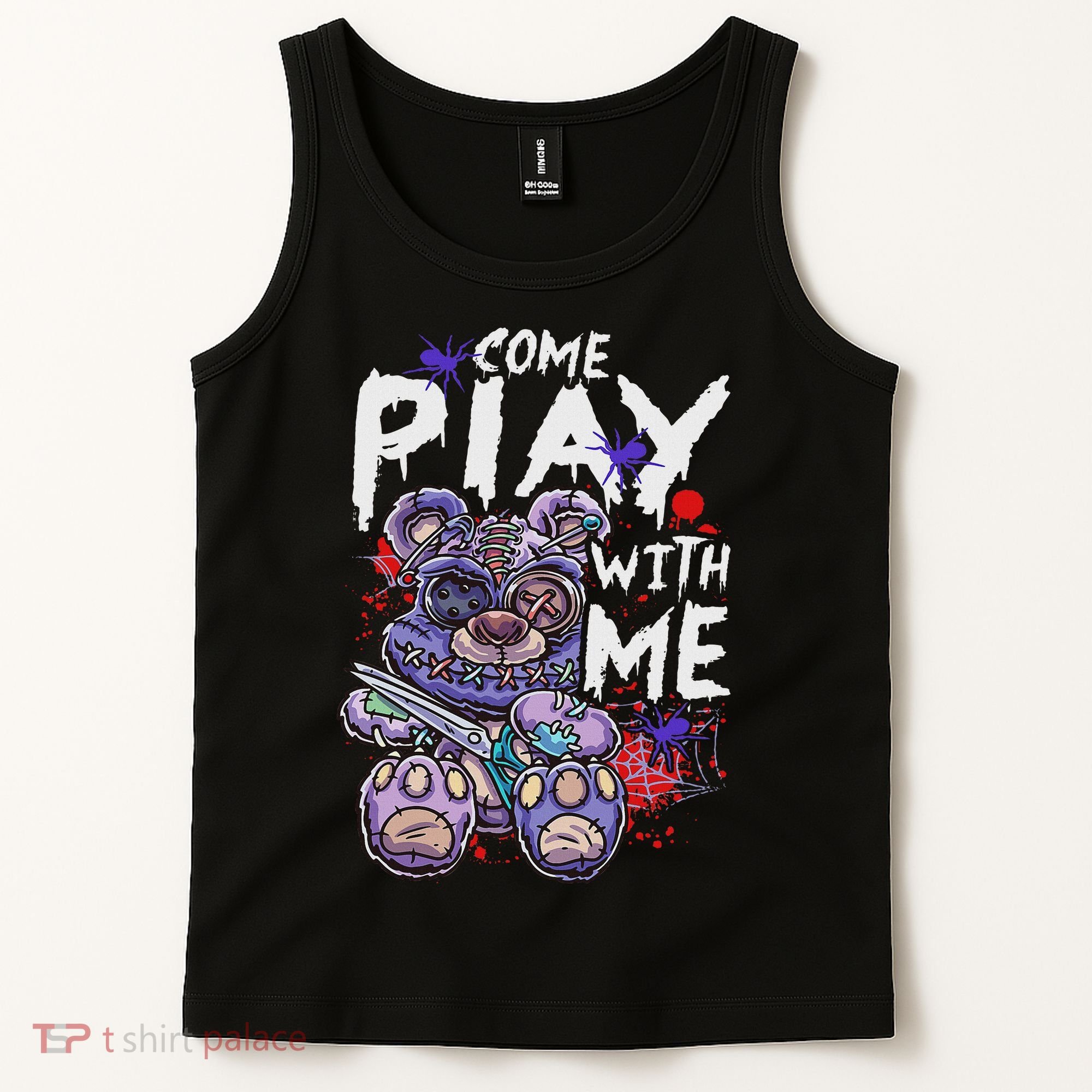 Scary Killer Teddy Bear Pastel Goth Style Creepy Kawaii Tank Top