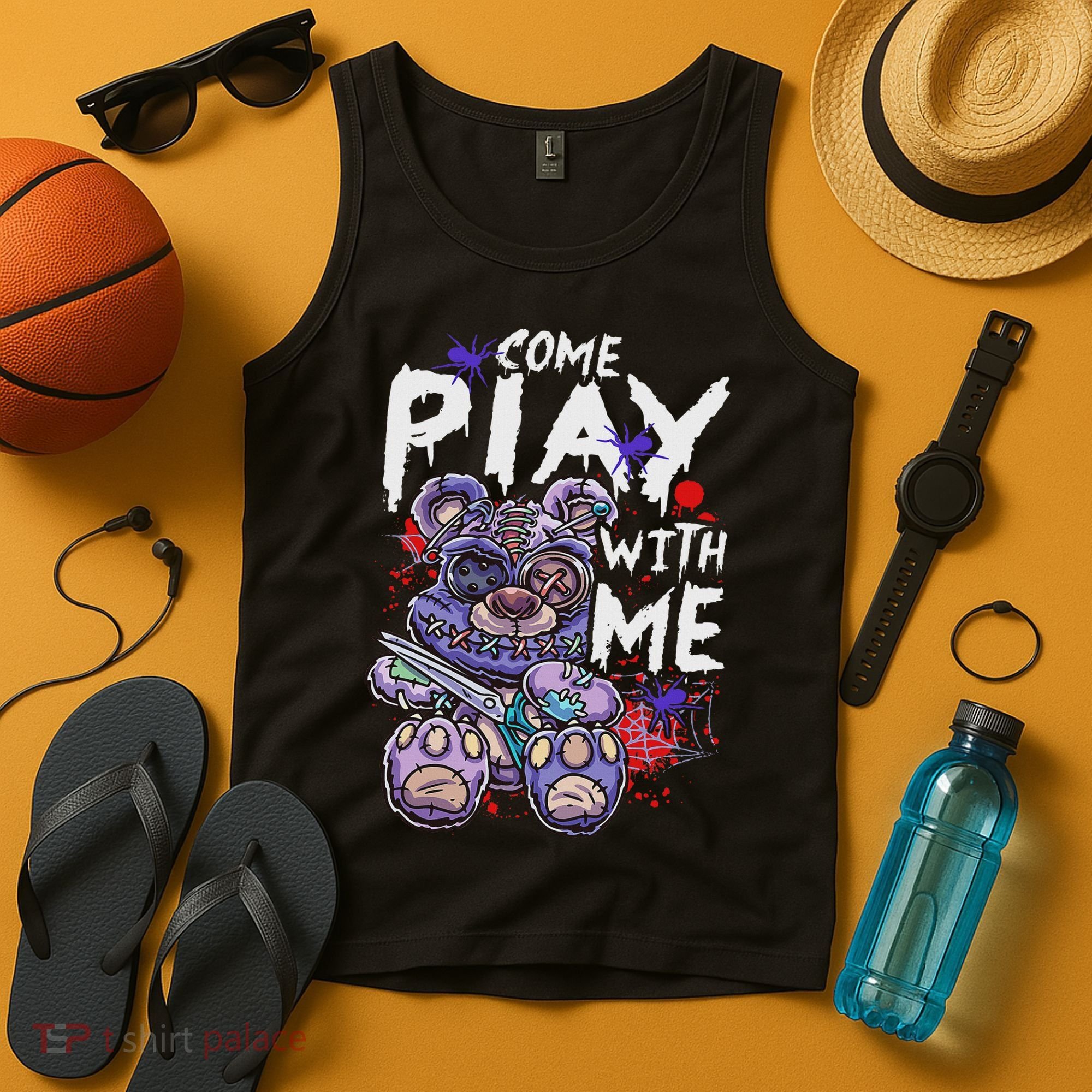 Scary Killer Teddy Bear Pastel Goth Style Creepy Kawaii Tank Top