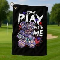 Scary Killer Teddy Bear Pastel Goth Style Creepy Kawaii Golf Towel thumb 1