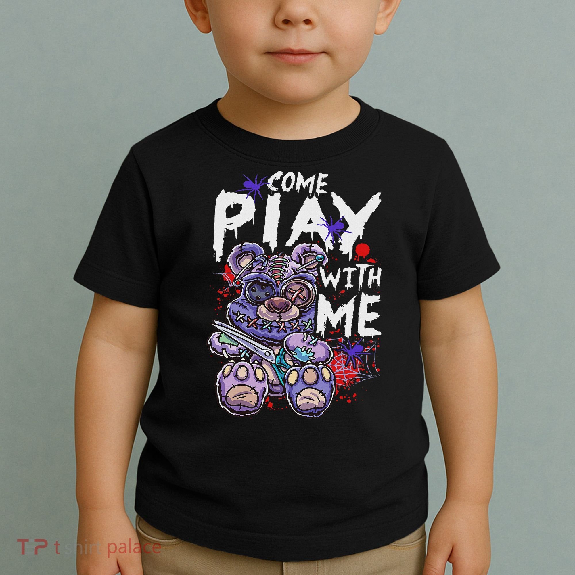 Scary Killer Teddy Bear Pastel Goth Style Creepy Kawaii Toddler T-Shirt
