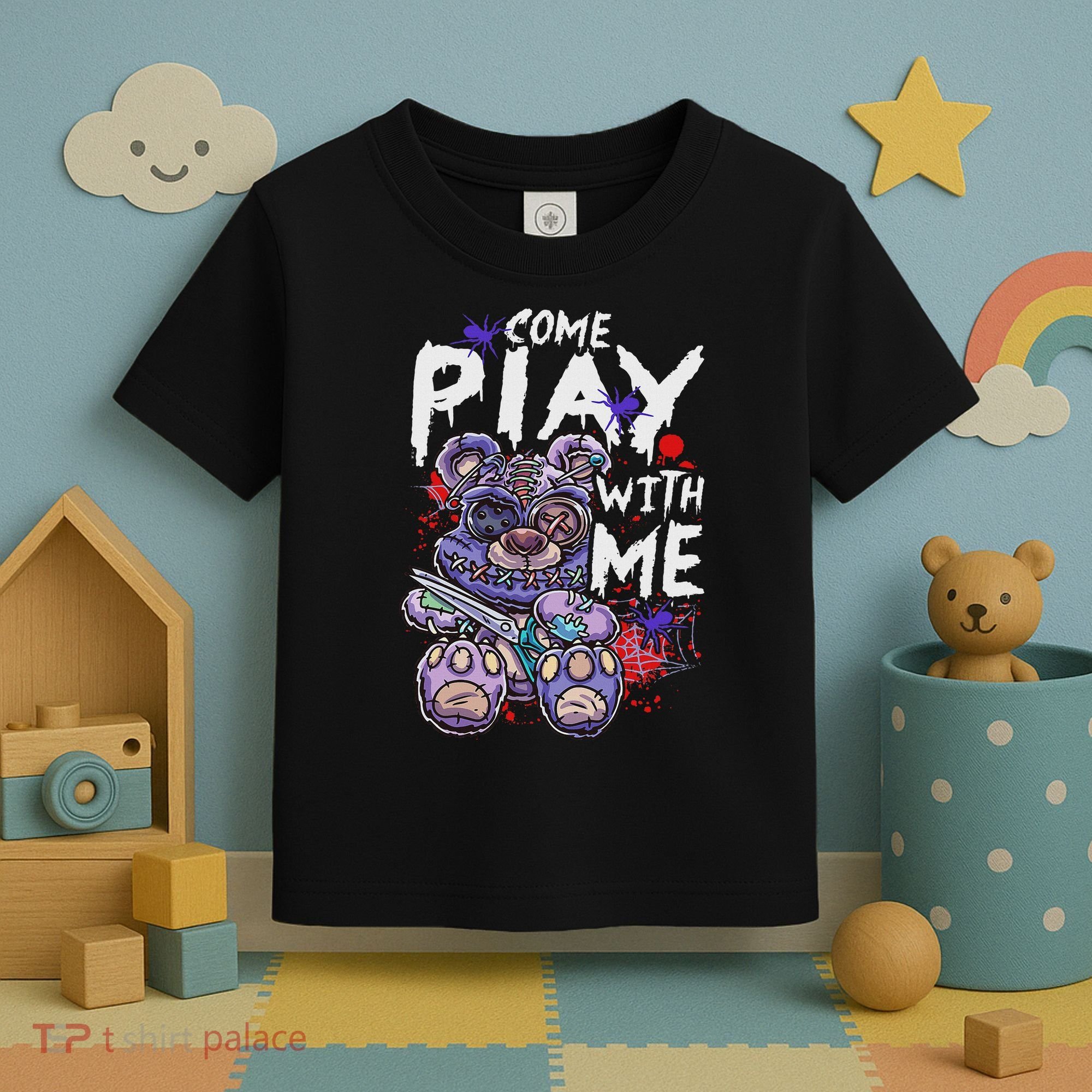 Scary Killer Teddy Bear Pastel Goth Style Creepy Kawaii Toddler T-Shirt