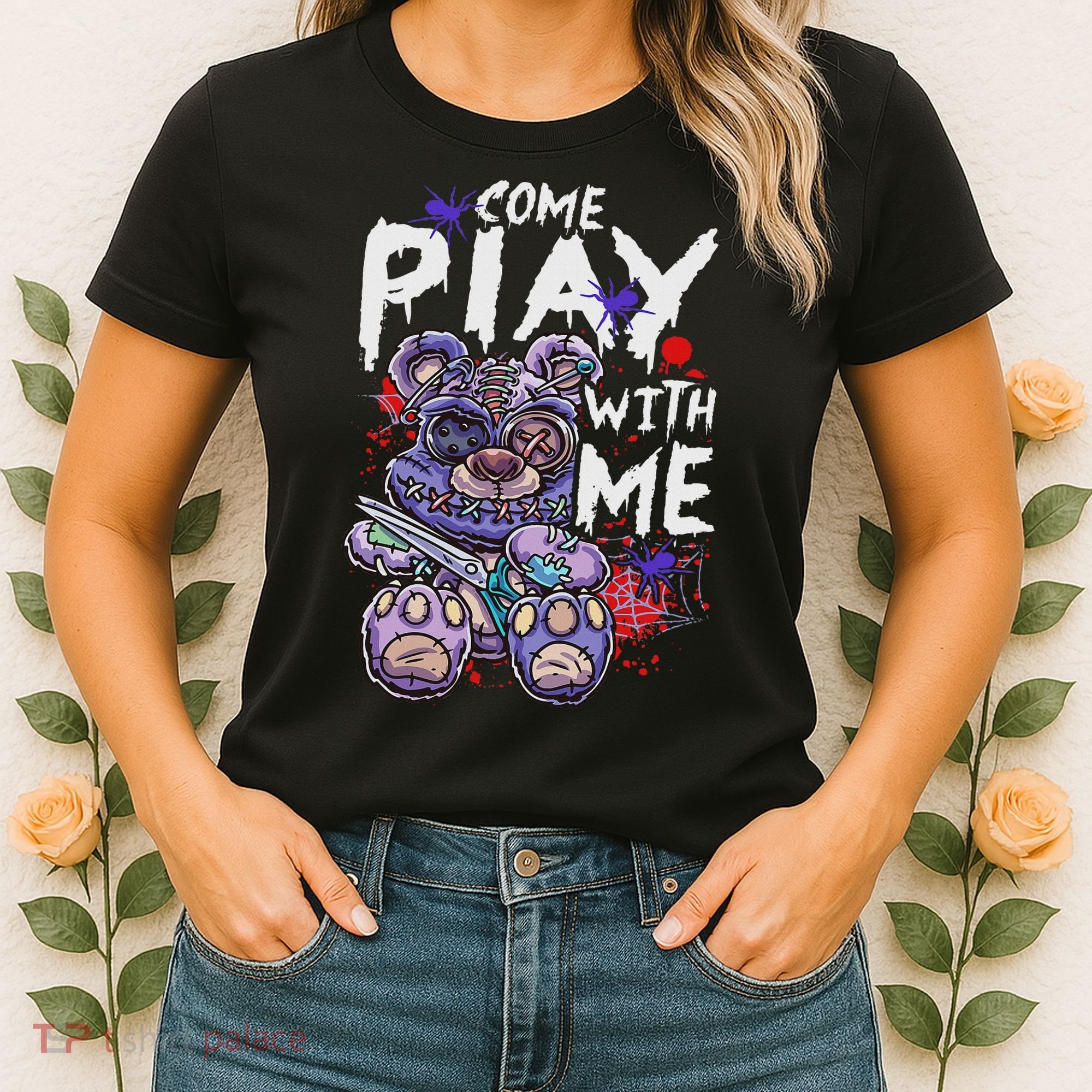Scary Killer Teddy Bear Pastel Goth Style Creepy Kawaii Women's T-Shirt