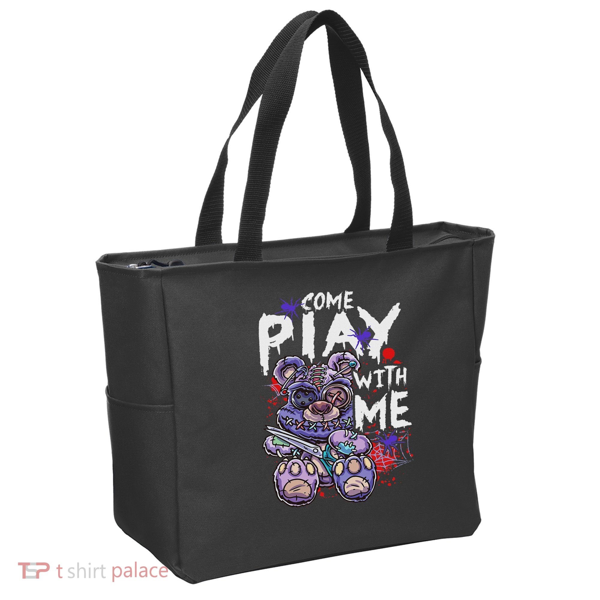 Scary Killer Teddy Bear Pastel Goth Style Creepy Kawaii Tote Bag
