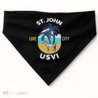 St. Kitts Tropical Flower Vacation Beach USA-Made Doggie Bandana thumb 0