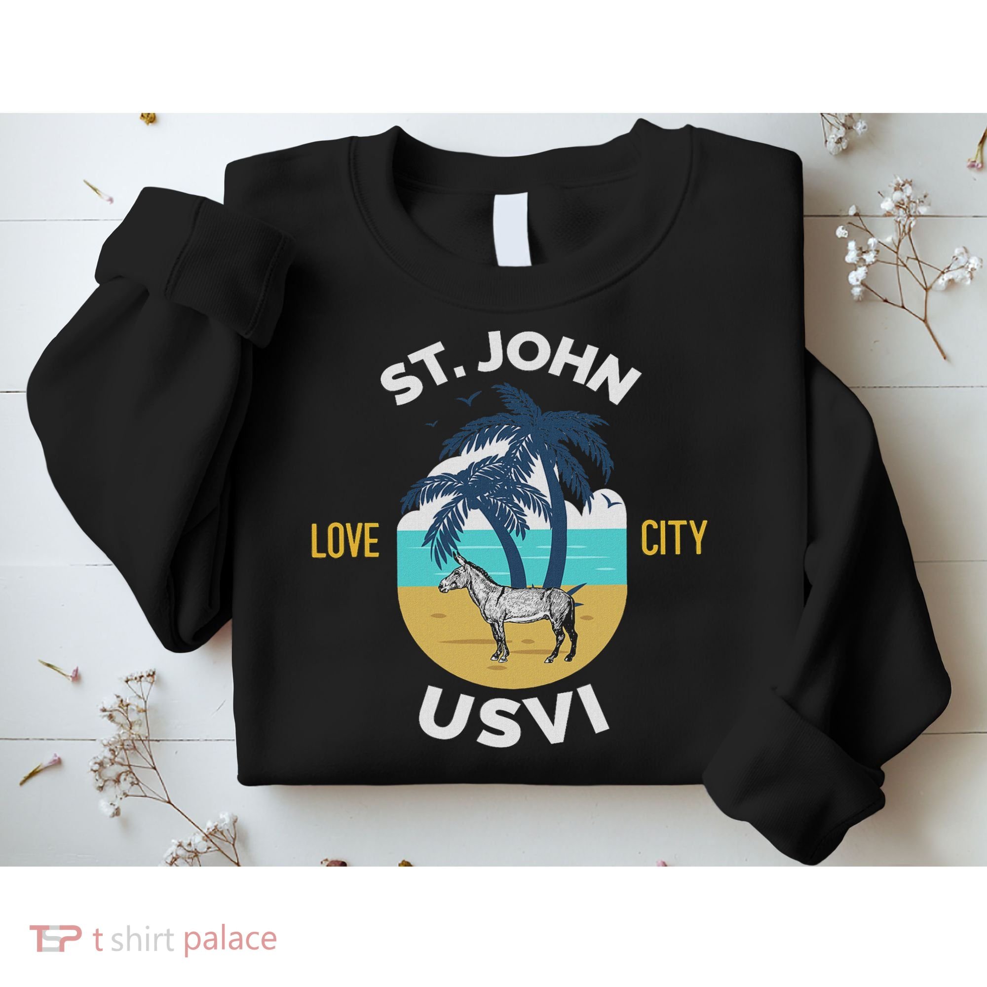 St. Kitts Tropical Flower Vacation Beach Sweatshirt