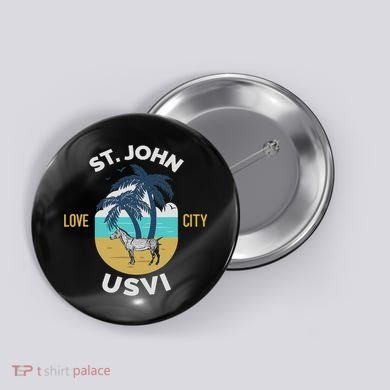 St. Kitts Tropical Flower Vacation Beach Button