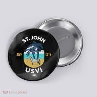 St. Kitts Tropical Flower Vacation Beach Button thumb 0