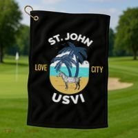 St. Kitts Tropical Flower Vacation Beach Golf Towel thumb 1