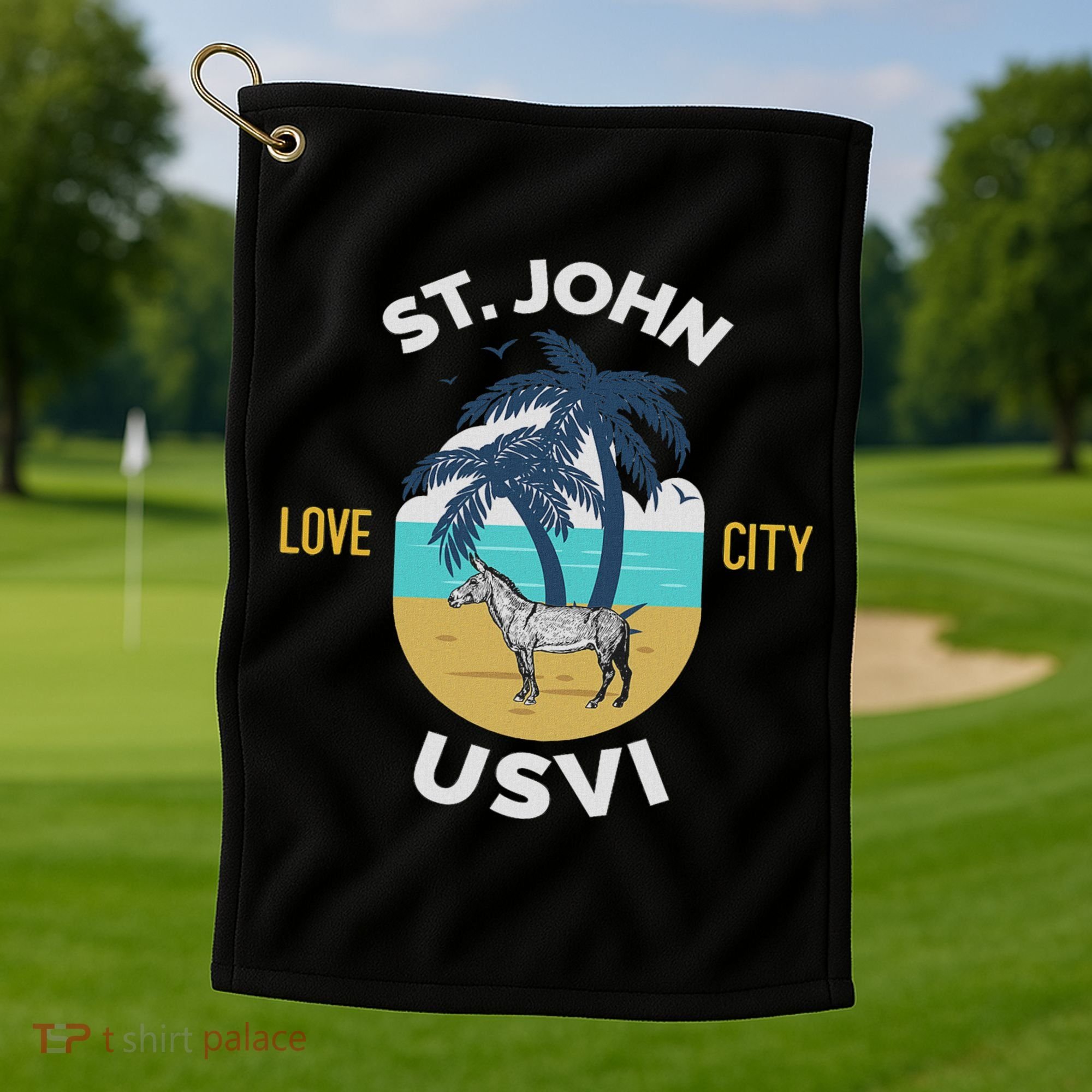 St. Kitts Tropical Flower Vacation Beach Golf Towel