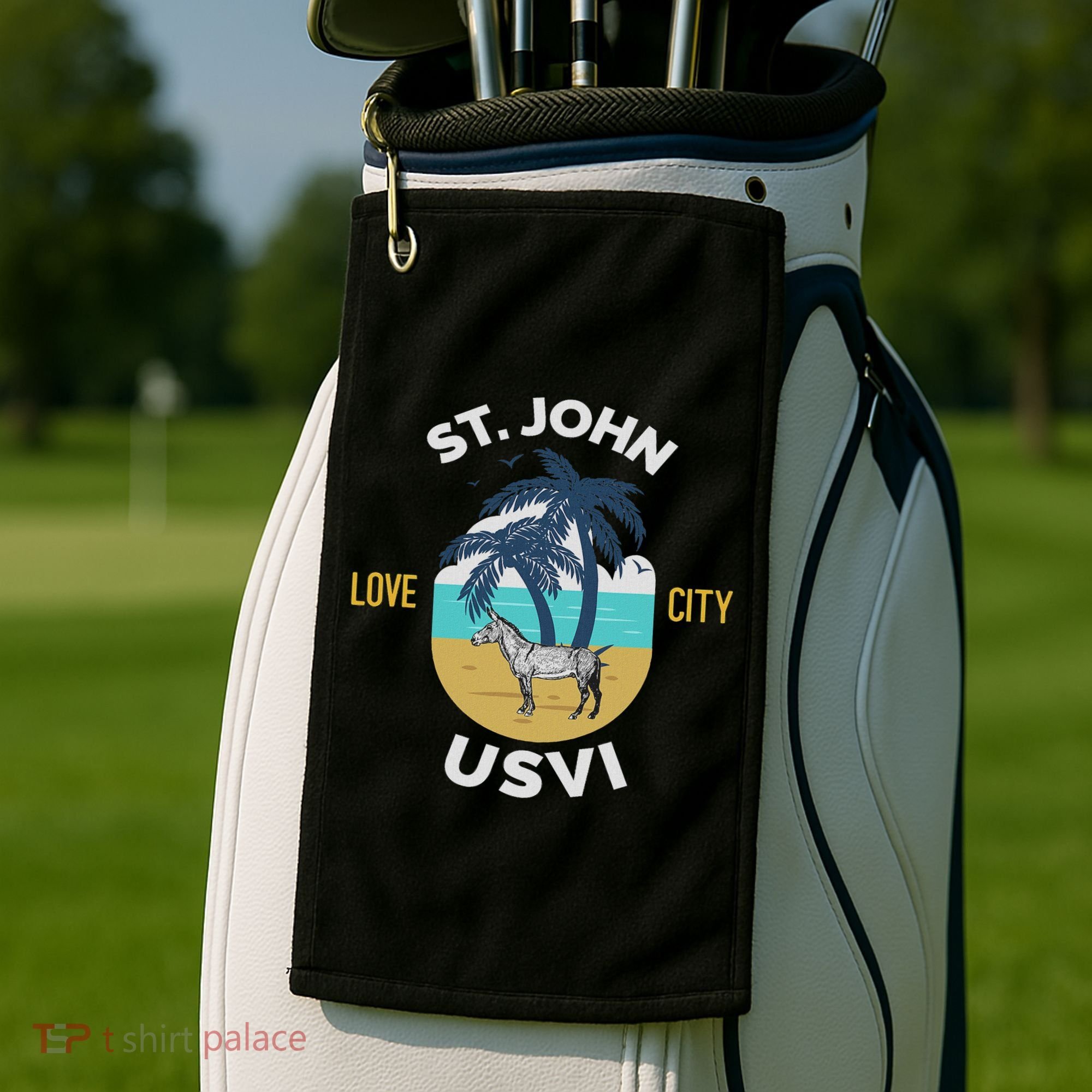 St. Kitts Tropical Flower Vacation Beach Golf Towel