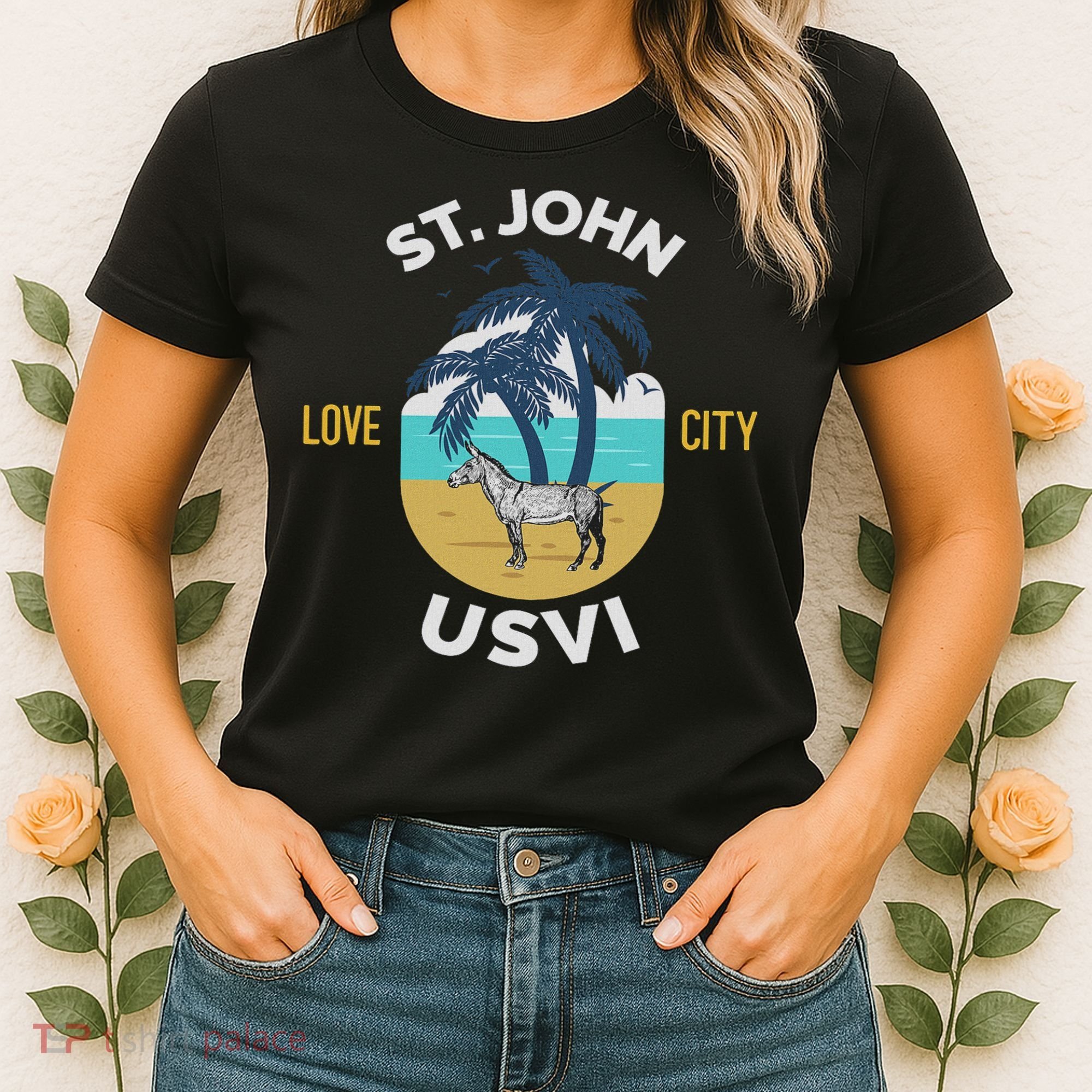 St. Kitts Tropical Flower Vacation Beach Women's T-Shirt