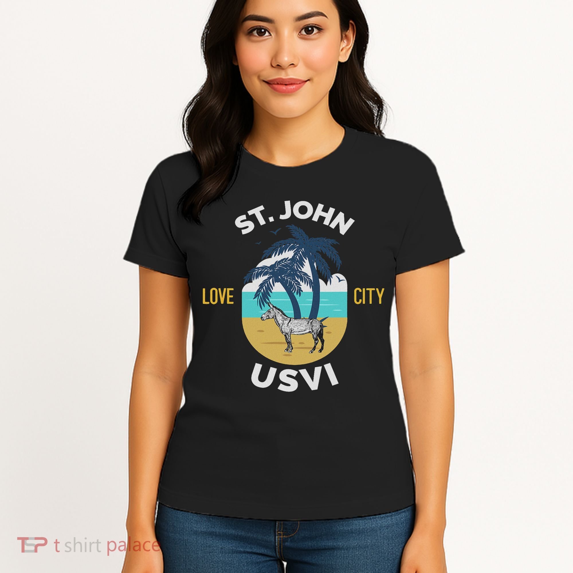 St. Kitts Tropical Flower Vacation Beach Women's T-Shirt