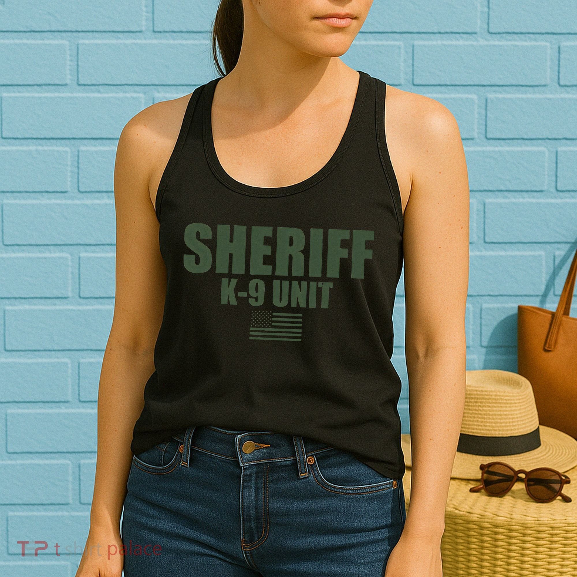 Sheriff K9 Unit Police Flag Uniform Women's Tank Top