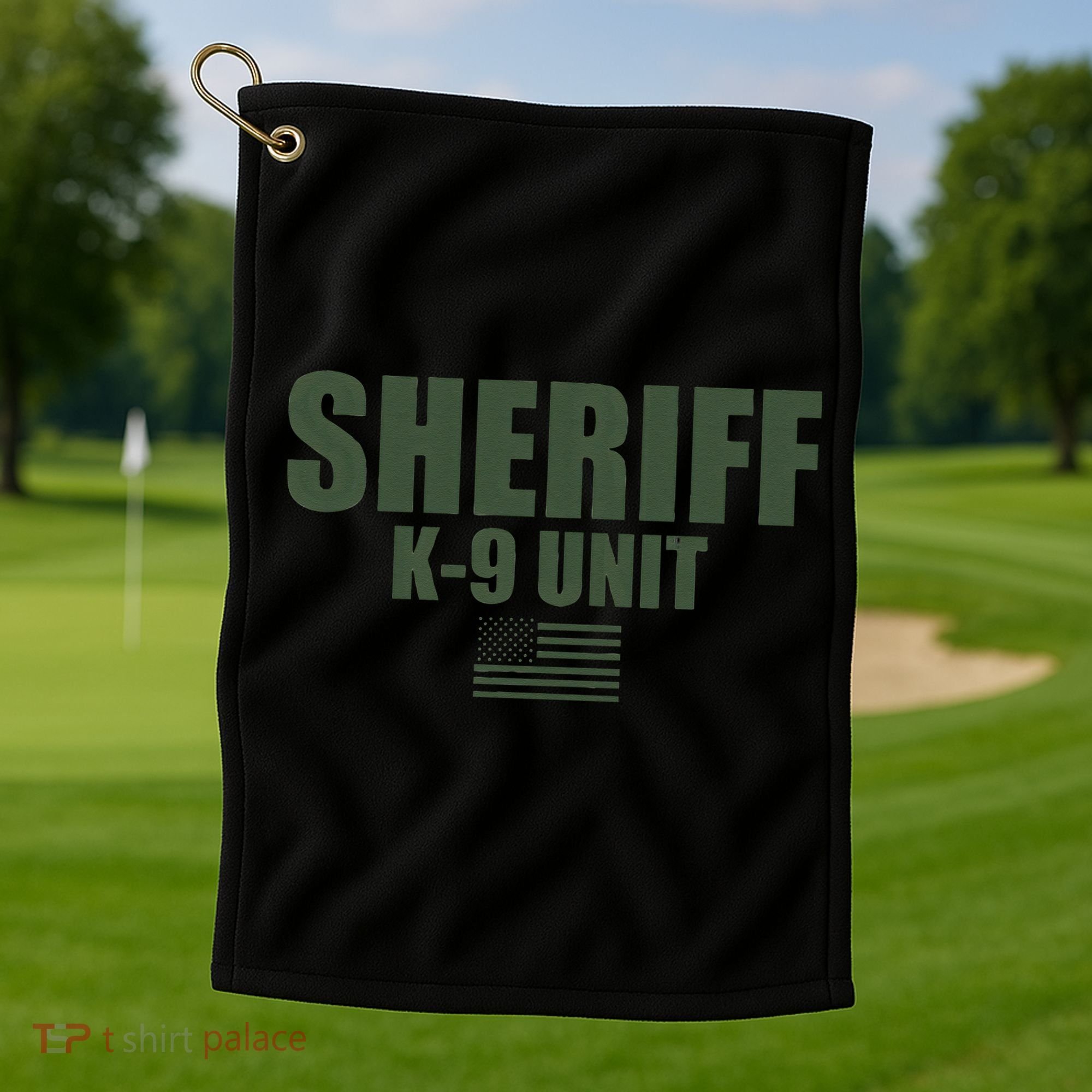 Sheriff K9 Unit Police Flag Uniform Golf Towel