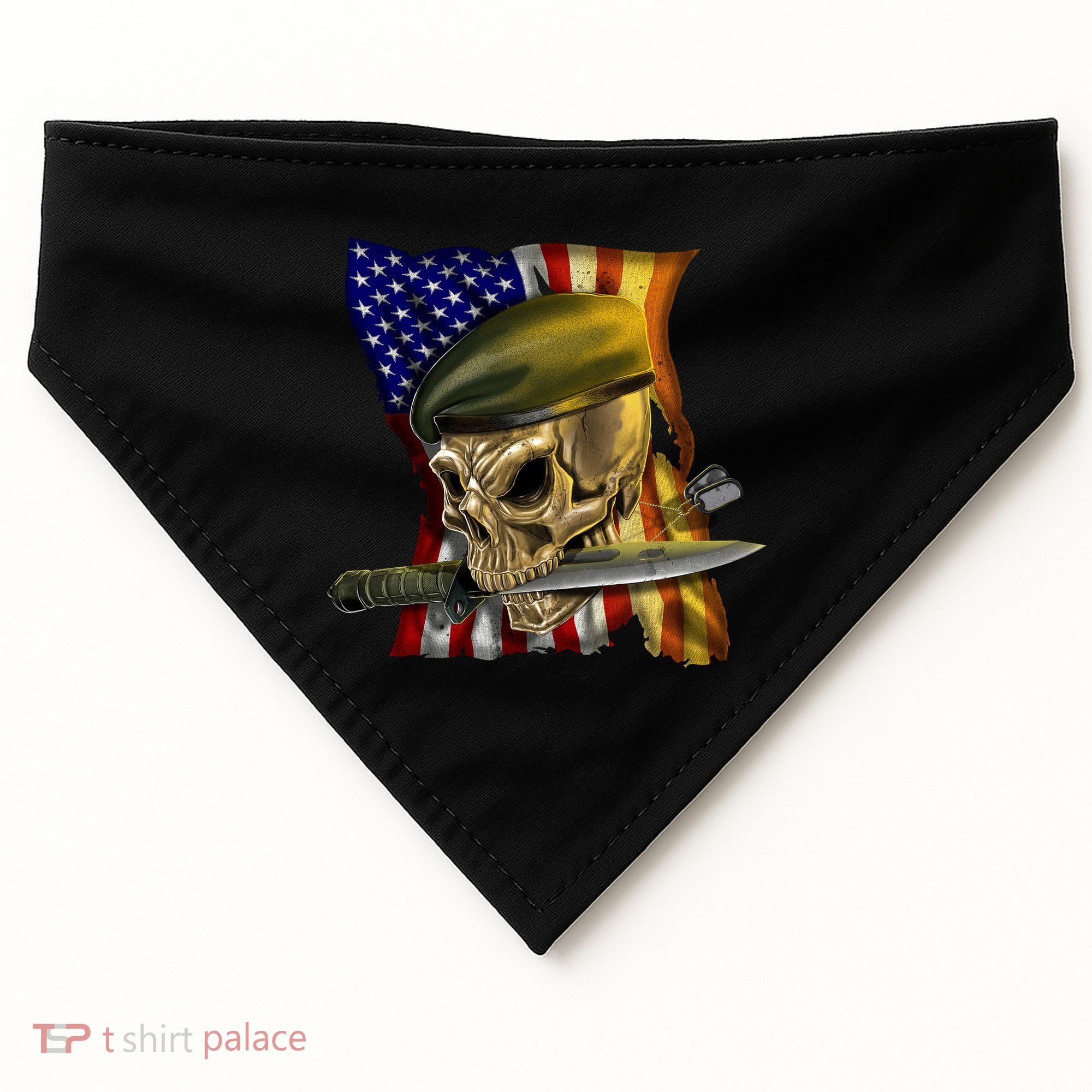 Skull Beret Military USA-Made Doggie Bandana
