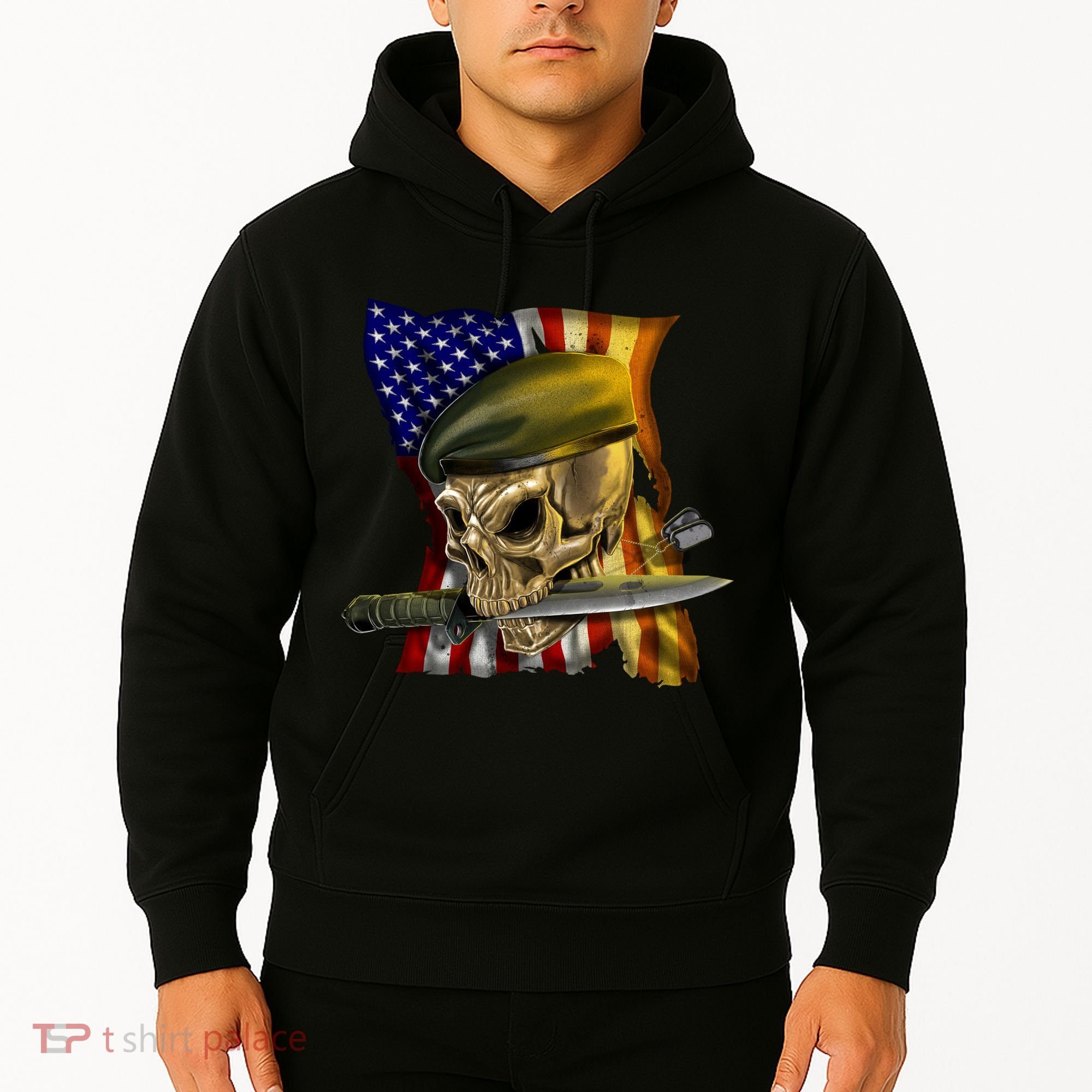 Skull Beret Military Hoodie