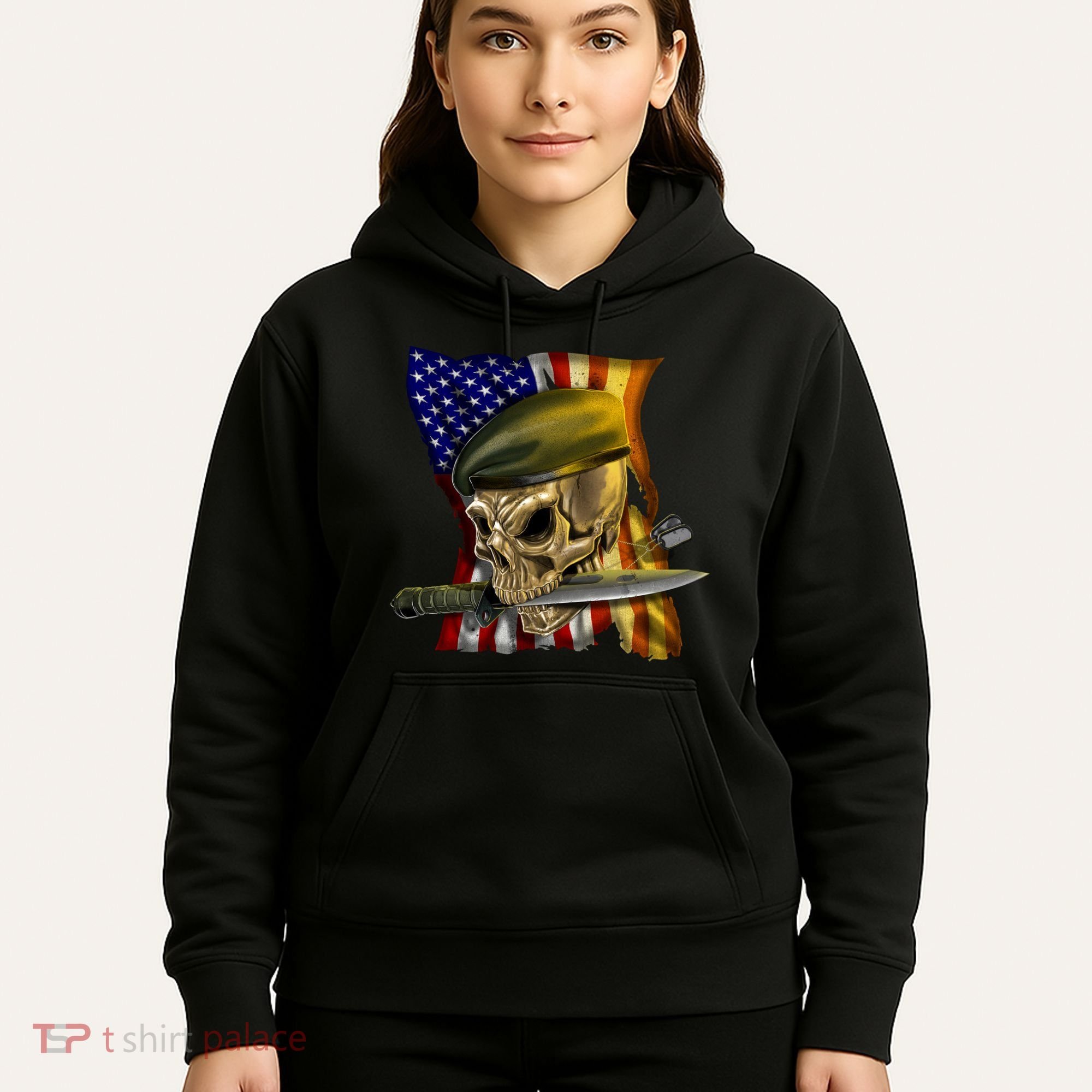 Skull Beret Military Hoodie