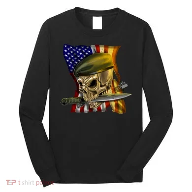 Skull Beret Military Long Sleeve Shirt