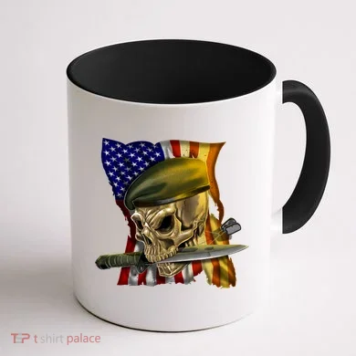 Skull Beret Military Coffee Mug back
