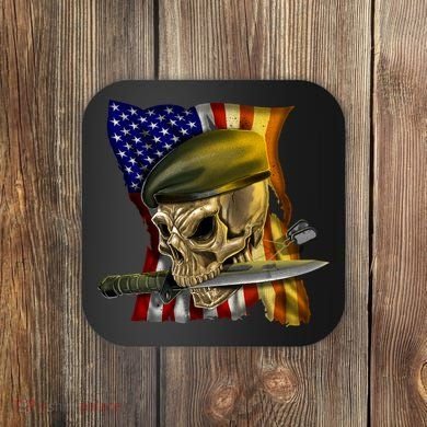 Skull Beret Military Coaster