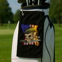Skull Beret Military Golf Towel thumb 2