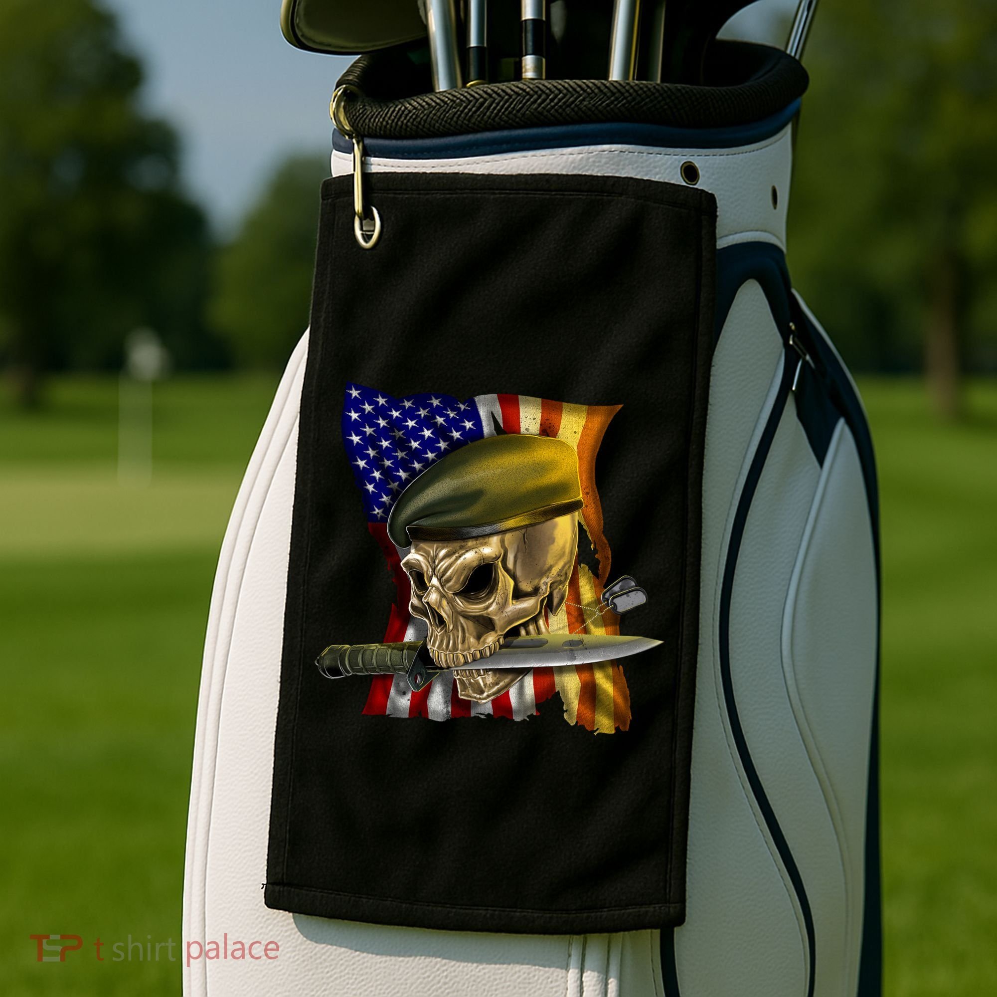 Skull Beret Military Golf Towel