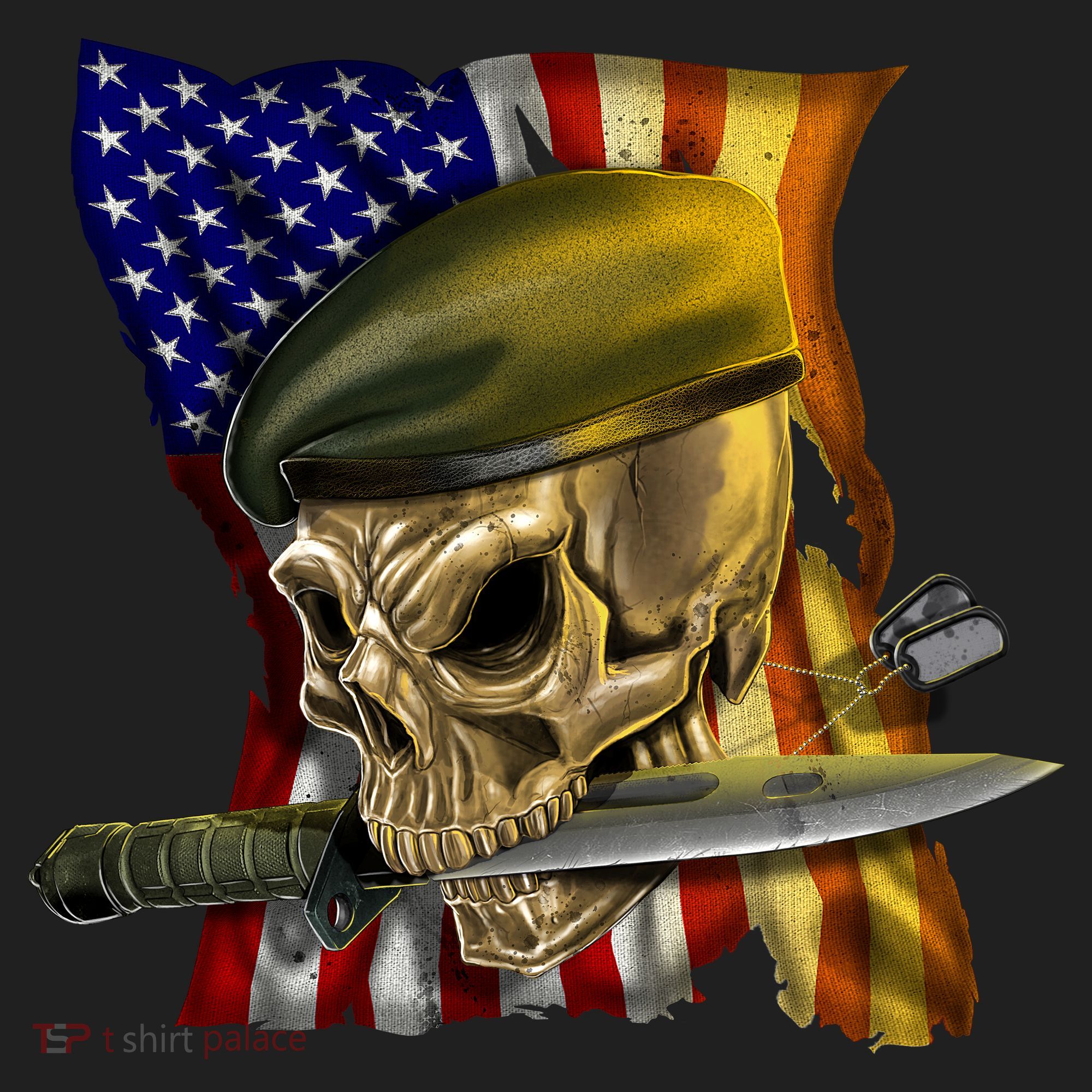 Skull Beret Military Golf Towel