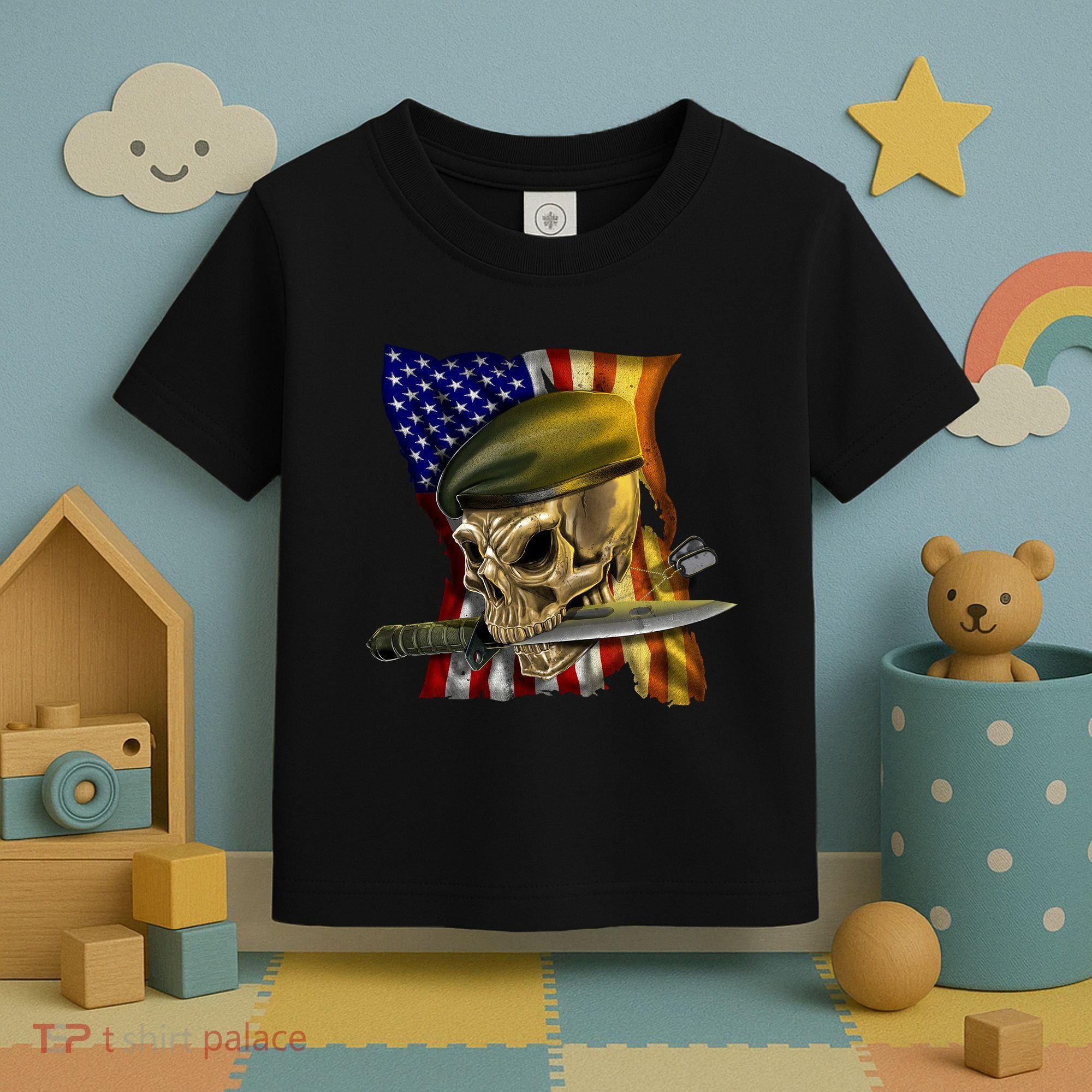 Skull Beret Military Toddler T-Shirt