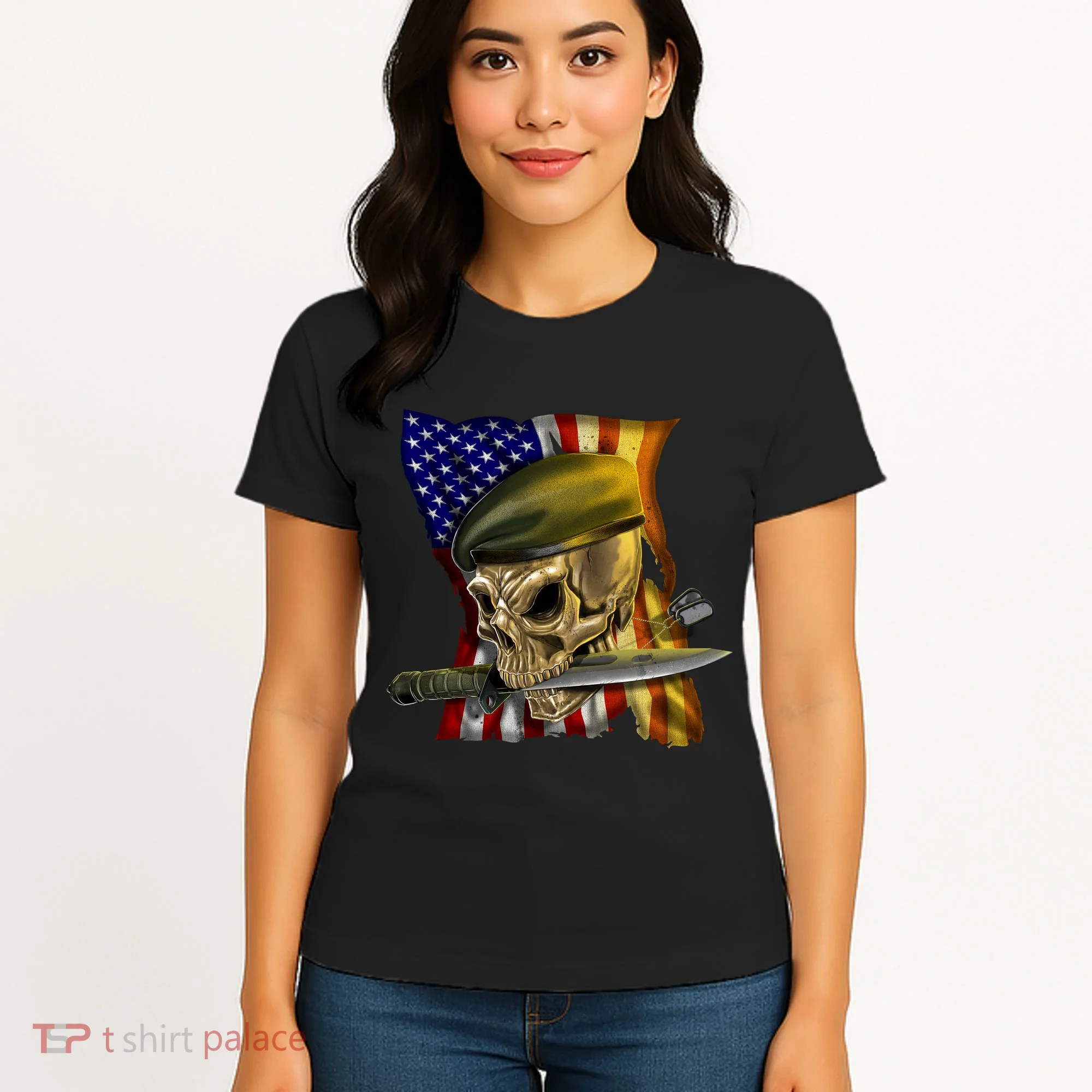 Skull Beret Military Women's T-Shirt