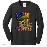 Skull Beret Military Kids Long Sleeve Shirt thumb 0