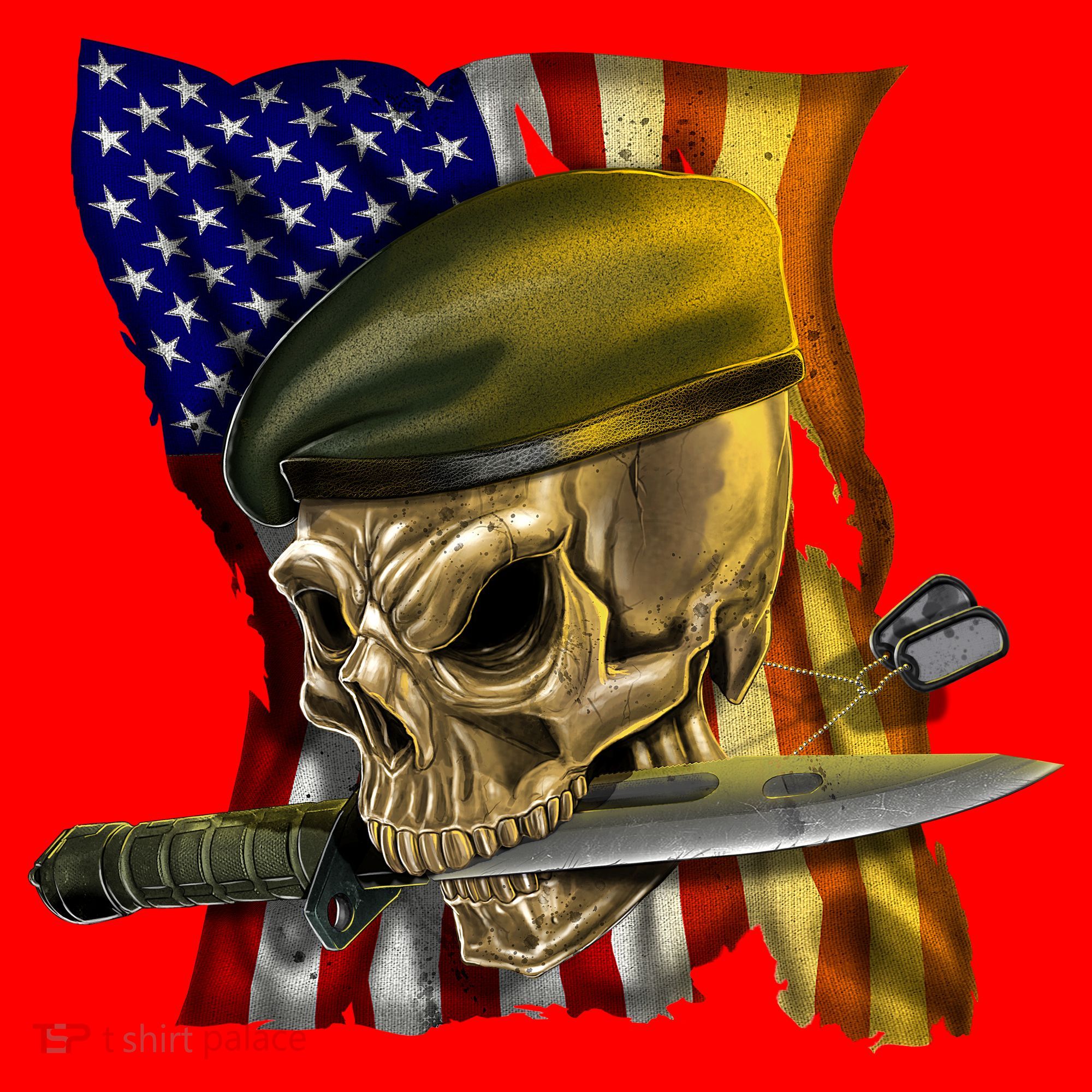 Skull Beret Military Santa Hat