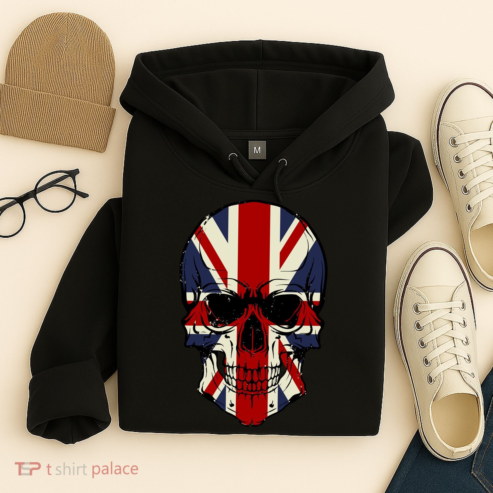 Skull Face British Flag Hoodie