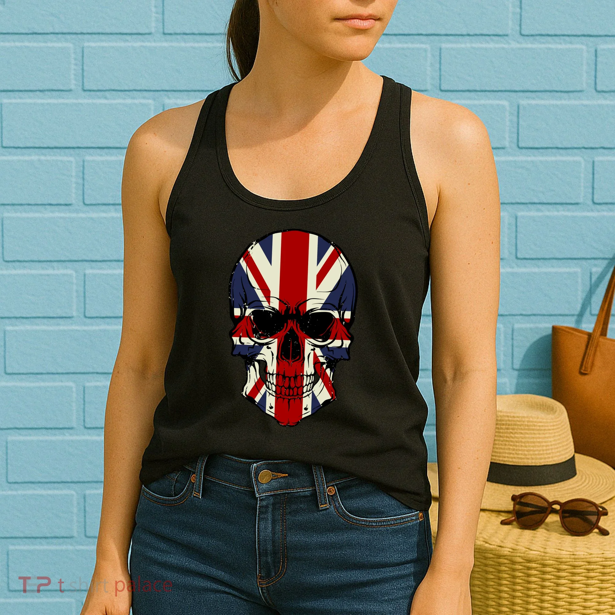 Skull Face British Flag Women's Tank Top