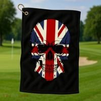 Skull Face British Flag Golf Towel thumb 1